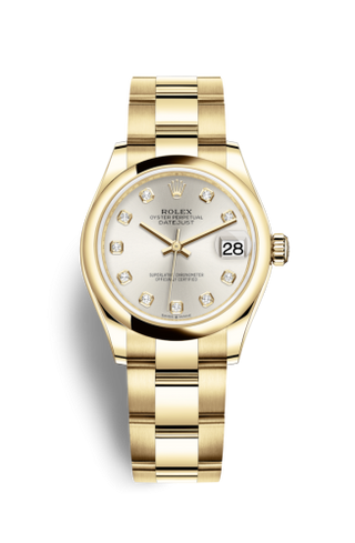 Rolex - 278248-0033  Datejust 31 Yellow Gold / Domed / Silver - Diamond / Oyster