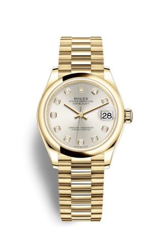 Rolex - 278248-0034  Datejust 31 Yellow Gold / Domed / Silver - Diamond / President