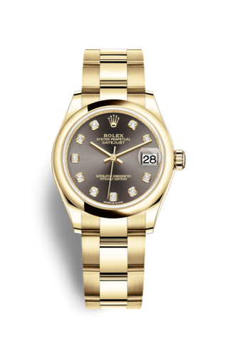 Rolex - 278248-0035  Datejust 31 Yellow Gold / Domed / Grey - Diamond / Oyster