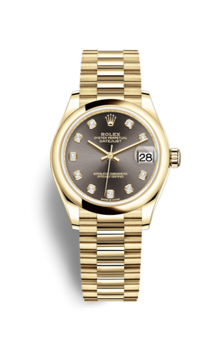 Rolex - 278248-0036  Datejust 31 Yellow Gold / Domed / Grey - Diamond / President