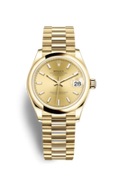 Rolex Datejust 31 Yellow Gold / Domed / Silver - Roman / President (278248-0040)