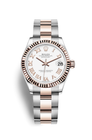 Rolex - 278271-0001  Datejust 31 Stainless Steel/ Rose Gold / Fluted / White - Roman / Oyster