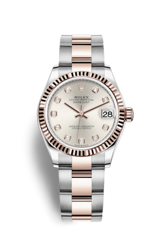 Rolex - 278271-0015  Datejust 31 Stainless Steel/ Rose Gold / Fluted / Silver - Diamond / Oyster