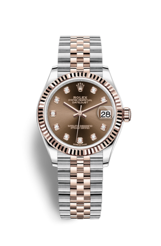 Rolex - 278271-0028  Datejust 31 Stainless Steel/ Rose Gold / Fluted / Chocolate - Diamond / Jubilee