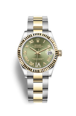 Rolex - 278273-0015  Datejust 31 Stainless Steel / Yellow Gold / Fluted / Olive - Roman / Oyster