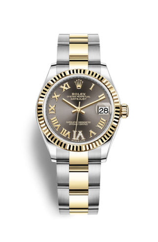 Rolex - 278273-0017  Datejust 31 Stainless Steel / Yellow Gold / Fluted / Grey - Roman / Oyster