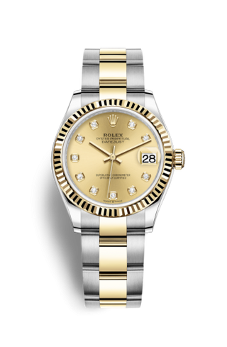 Rolex - 278273-0025  Datejust 31 Stainless Steel / Yellow Gold / Fluted / Champagne - Diamond / Oyster