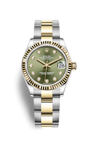 Rolex - 278273-0029  Datejust 31 Stainless Steel / Yellow Gold / Fluted / Olive - Diamond / Oyster