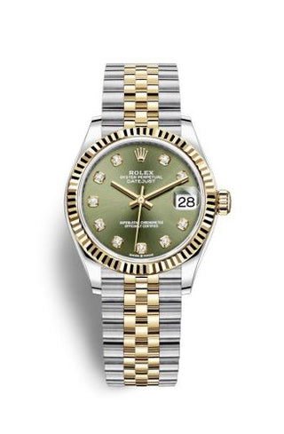 Rolex - 278273-0030  Datejust 31 Stainless Steel / Yellow Gold / Fluted / Olive - Diamond / Jubilee