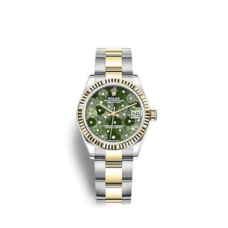 Rolex - 278273-0031  Datejust 31 Stainless Steel / Yellow Gold / Fluted / Olive - Floral / Oyster