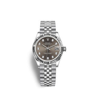 Rolex - 278274-0008  Datejust 31 Stainless Steel Fluted / Jubilee / Grey - Diamonds