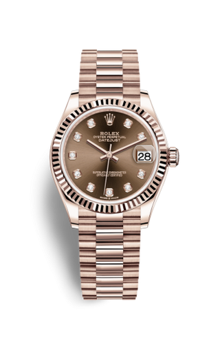 Rolex - 278275-0010  Datejust 31 Rose Gold / Fluted / Chocolate - Diamond / President