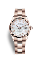 Rolex Datejust 31 Rose Gold / Fluted / White - Roman / President (278275-0016)