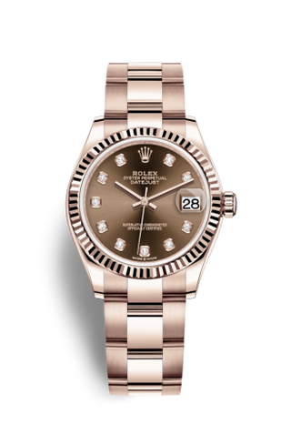 Rolex - 278275-0017  Datejust 31 Rose Gold / Fluted / Chocolate - Diamond / Oyster