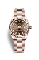 Rolex Datejust 31 Rose Gold / Fluted / Chocolate - Roman / Oyster (278275-0017)