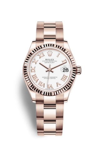 Rolex - 278275-0018  Datejust 31 Rose Gold / Fluted / White - Roman / Oyster