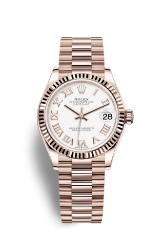 Rolex - 278275-0019  Datejust 31 Rose Gold / Fluted / White - Roman / President