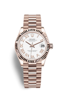 Rolex Datejust 31 Rose Gold / Fluted / Chocolate - Roman / President (278275-0019)