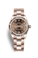 Rolex Datejust 31 Rose Gold / Fluted / Grey - Roman / Oyster (278275-0024)