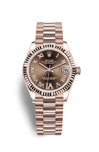 Rolex - 278275-0025  Datejust 31 Rose Gold / Fluted / Chocolate - Roman / President