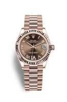 Rolex Datejust 31 Rose Gold / Fluted / Chocolate - Diamond / Oyster (278275-0025)