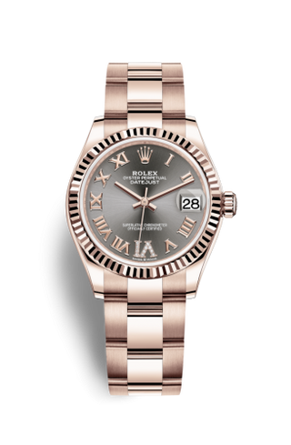 Rolex - 278275-0032  Datejust 31 Rose Gold / Fluted / Grey - Roman / Oyster