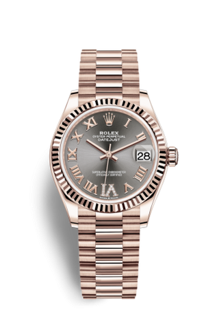 Rolex - 278275-0033  Datejust 31 Rose Gold / Fluted / Grey - Roman / President