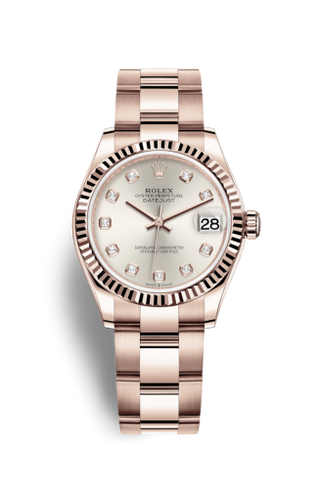 Rolex - 278275-0038  Datejust 31 Rose Gold / Fluted / Silver - Diamond / Oyster