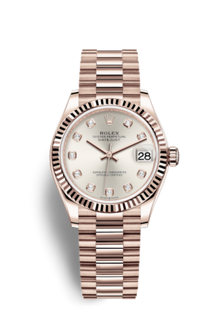 Rolex - 278275-0039  Datejust 31 Rose Gold / Fluted / Silver - Diamond / President