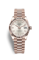 Rolex Datejust 31 Rose Gold / Fluted / Aubergine - Roman / President (278275-0039)