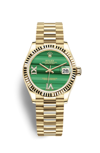 Rolex - 278278-0004  Datejust 31 Yellow Gold / Fluted / Malachite / President