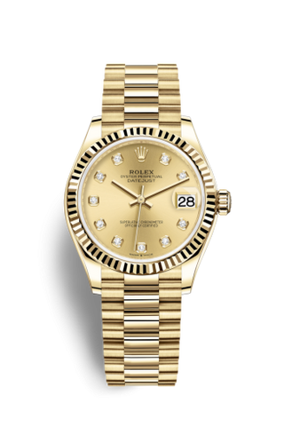 Rolex - 278278-0009  Datejust 31 Yellow Gold / Fluted / Champagne - Diamond / President