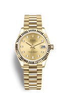 Rolex Datejust 31 Yellow Gold / Fluted / Silver - Diamond / President (278278-0009)