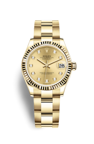 Rolex - 278278-0016  Datejust 31 Yellow Gold / Fluted / Champagne - Diamond / Oyster