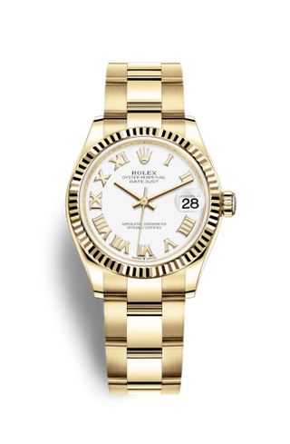 Rolex - 278278-0019  Datejust 31 Yellow Gold / Fluted / White - Roman / Oyster