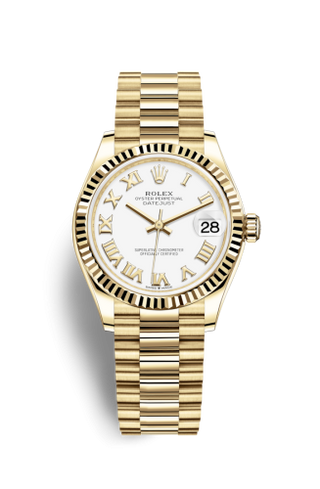 Rolex - 278278-0020  Datejust 31 Yellow Gold / Fluted / White - Roman / President