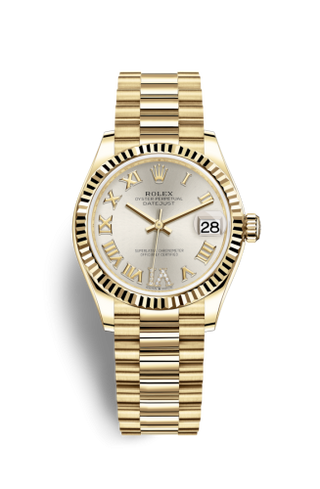 Rolex - 278278-0028  Datejust 31 Yellow Gold / Fluted / Silver - Roman / President