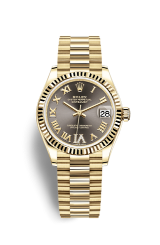 Rolex - 278278-0032  Datejust 31 Yellow Gold / Fluted / Grey - Roman / President