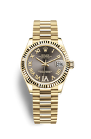 Rolex Datejust 31 Yellow Gold / Fluted / Olive  - Roman / President (278278-0032)