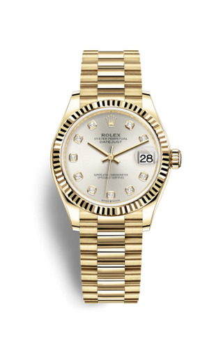 Rolex - 278278-0034  Datejust 31 Yellow Gold / Fluted / Silver - Diamond / President