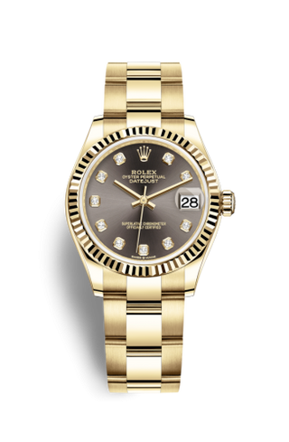 Rolex - 278278-0035  Datejust 31 Yellow Gold / Fluted / Grey - Diamond / Oyster