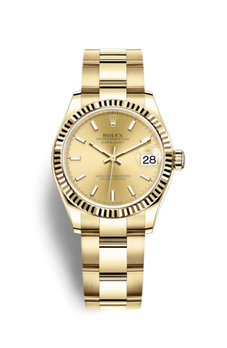 Rolex - 278278-0039  Datejust 31 Yellow Gold / Fluted / Champagne / Oyster