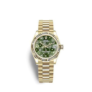 Rolex - 278278-0046  Datejust 31 Yellow Gold - Fluted / Olive - Floral / President