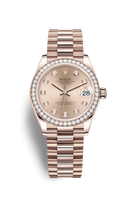 Rolex Datejust 31 Rose Gold / Diamond / Silver - Diamond / President (278285rbr-0025)