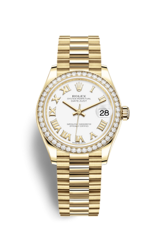 Rolex - 278288rbr-0009  Datejust 31 Yellow Gold - Diamond / White - Roman / President