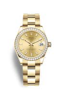 Rolex Datejust 31 Yellow Gold / Diamond / Grey - Diamond / President (278288rbr-0021)