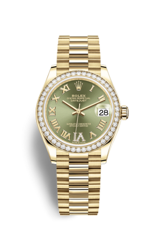 Rolex - 278288rbr-0024  Datejust 31 Yellow Gold / Diamond / Olive  - Roman / President