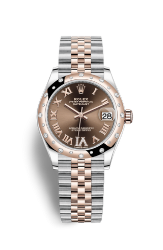 Rolex - 278341rbr-0004  Datejust 31 Stainless Steel/ Rose Gold / Domed - Diamond / Chocolate - Roman / Jubilee