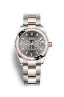 Rolex Datejust 31 Stainless Steel/ Rose Gold / Domed - Diamond / Aubergine - Roman / Oyster (278341rbr-0017)