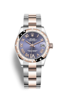 Rolex Datejust 31 Stainless Steel/ Rose Gold / Domed - Diamond / Aubergine - Roman / Jubilee (278341rbr-0019)